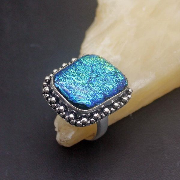 wedding rings vintage jewelry blue dichroic glass women's ring 8.5# vc39, Slivery;golden
wedding rings vintage jewelry blue dichroic glass women's ring 8.5# vc39, Slivery;golden