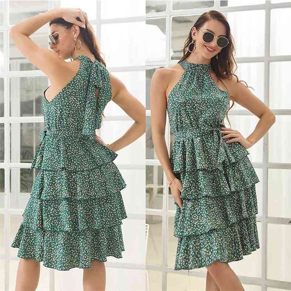 dress women halter neck sleeveless elegant layered ruffled dresses summer floral chiffon high waist knee length 210517, Black;gray
dress women halter neck sleeveless elegant layered ruffled dresses summer floral chiffon high waist knee length 210517, Black;gray