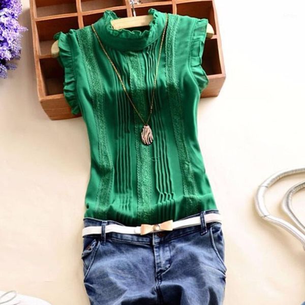 women's blouses & shirts summer ruffle sleeve neck blouse women style slim fitted casual office lady work green, White
women's blouses & shirts summer ruffle sleeve neck blouse women style slim fitted casual office lady work green, White
