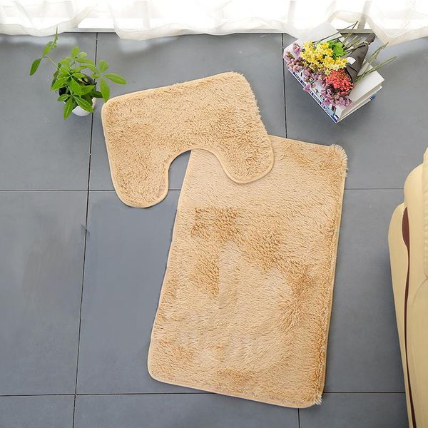 carpets 2pcs microfiber bathroom rugs set shaggy soft bath mat & u-shaped toilet rug non-slip machine wash dry absorbent shower nw