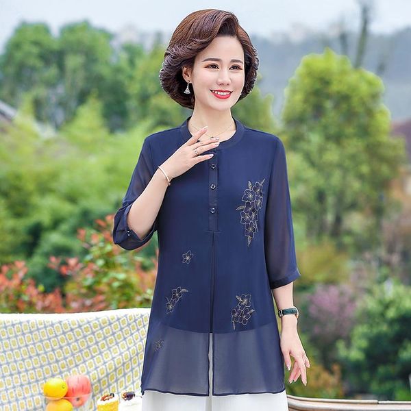 women's blouses & shirts big size 4xl 5xl women chiffon chirt o-neck 4 buttons elegant loose casual spring summer plus double layer, White
women's blouses & shirts big size 4xl 5xl women chiffon chirt o-neck 4 buttons elegant loose casual spring summer plus double layer, White