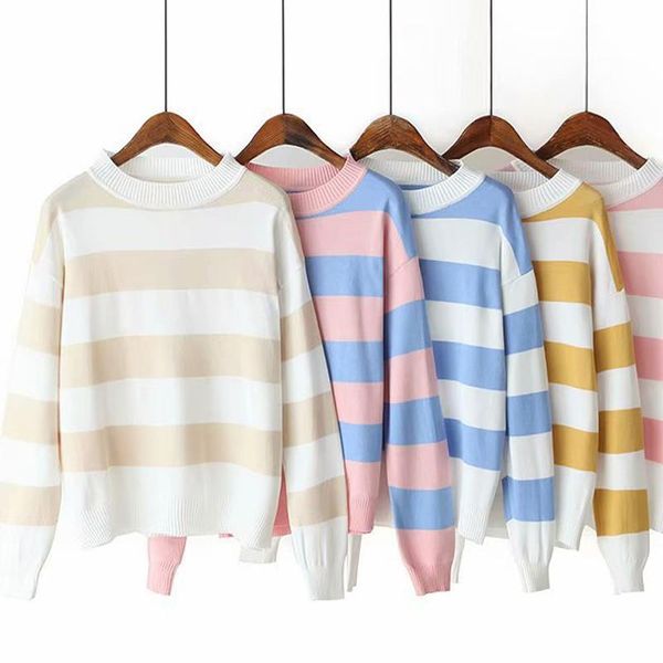 women's sweaters casual oversized striped sweater women autumn clothing long sleeve loose pullover winter knitted ladies white jumper, White;black
women's sweaters casual oversized striped sweater women autumn clothing long sleeve loose pullover winter knitted ladies white jumper, White;black