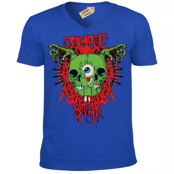 zombie guts calavera camiseta hombre cuello en v, White;black