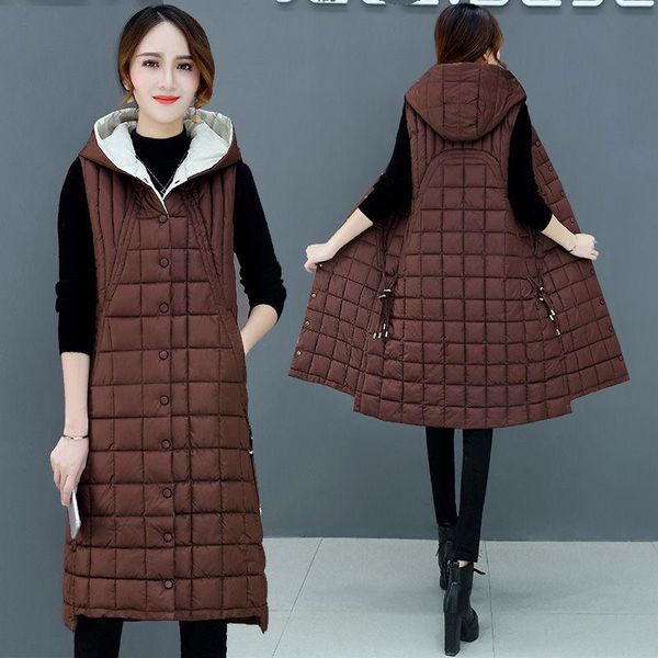 women's vests 2021 autumn winter women cotton padded hooded long vest coat female solid sleeveless jacket ladies fashion waistcoat h485, Black;white
women's vests 2021 autumn winter women cotton padded hooded long vest coat female solid sleeveless jacket ladies fashion waistcoat h485, Black;white