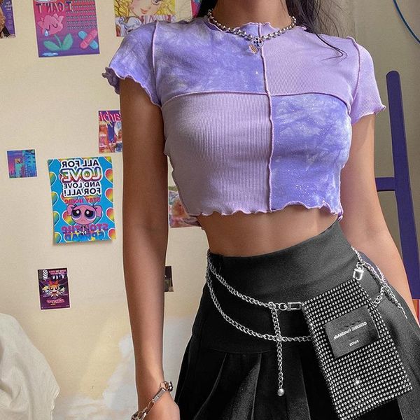 women's t-shirt 2021 summer short sleeve o neck purple patchwork female t shirt fashion casual high street stretch slim simple wild, White
women's t-shirt 2021 summer short sleeve o neck purple patchwork female t shirt fashion casual high street stretch slim simple wild, White