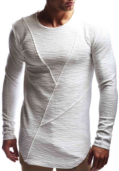 Tops Fashion T-shirt Men' Youth Personality Slim Fitting Sleeve Splicing Long Spring and Autumn, White
Tops Fashion T-shirt Men' Youth Personality Slim Fitting Sleeve Splicing Long Spring and Autumn, White