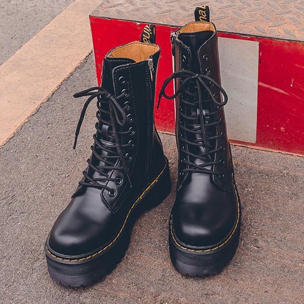 boots motorcycle women calf boot soft leather wedges platform lace up side zipper punk military ladies shoes botas mujer1, Black
boots motorcycle women calf boot soft leather wedges platform lace up side zipper punk military ladies shoes botas mujer1, Black