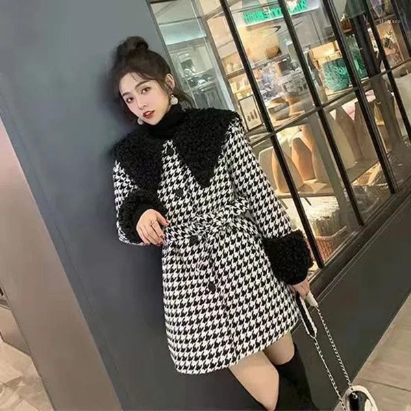 women's wool & blends 2021 winter woolen coat thousand bird lattice thickened small man's waist closed to show thin, Black
women's wool & blends 2021 winter woolen coat thousand bird lattice thickened small man's waist closed to show thin, Black