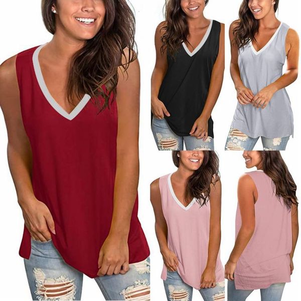 women's t-shirt 2021 v-neck color matching sleeveless vest ojl9, White
women's t-shirt 2021 v-neck color matching sleeveless vest ojl9, White