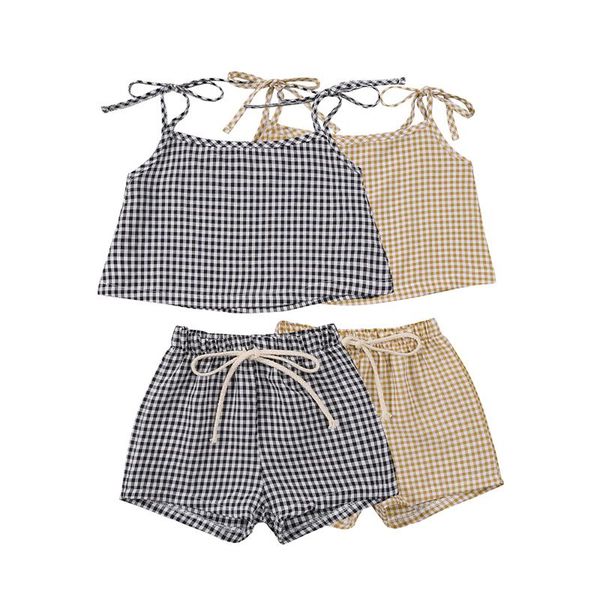 baby girls summer outfits sleeveless bow tie strap plaid print camisole + lace up bandage shorts set clothing sets, White
baby girls summer outfits sleeveless bow tie strap plaid print camisole + lace up bandage shorts set clothing sets, White