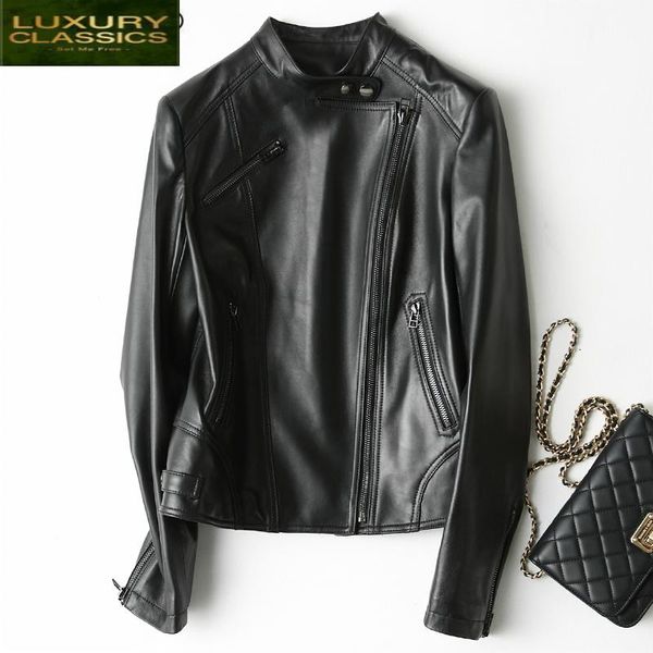 women's leather & faux real womans genuine sheepskin coat female montone motorcycle jacket short spring clothes autumn outwear lwl1454, Black
women's leather & faux real womans genuine sheepskin coat female montone motorcycle jacket short spring clothes autumn outwear lwl1454, Black