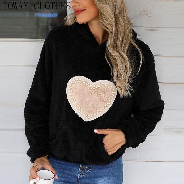 women heart design beaded pocket fleece hooded sweatshirt women's hoodies & sweatshirts, Black
women heart design beaded pocket fleece hooded sweatshirt women's hoodies & sweatshirts, Black