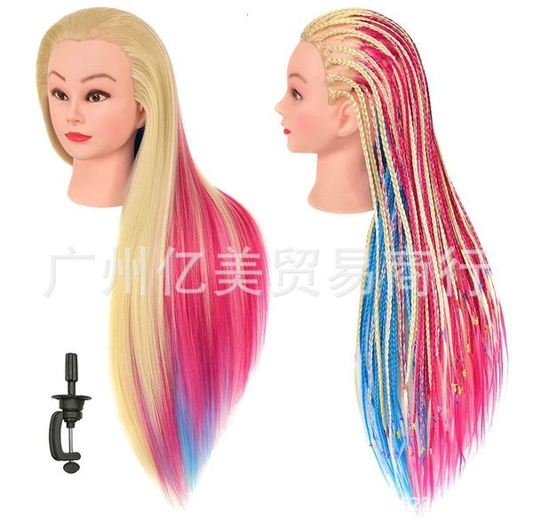 color braided hair fake curl makeup headform high temperature silk wig doll head, Black
color braided hair fake curl makeup headform high temperature silk wig doll head, Black