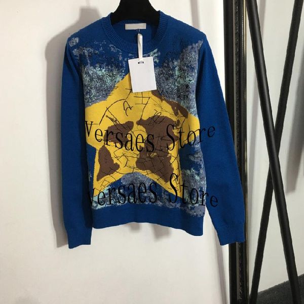 women's sweaters 2021 luxury design fashion five pointed star map embroidery sweater temperament round neck long sleeve, White;black
women's sweaters 2021 luxury design fashion five pointed star map embroidery sweater temperament round neck long sleeve, White;black