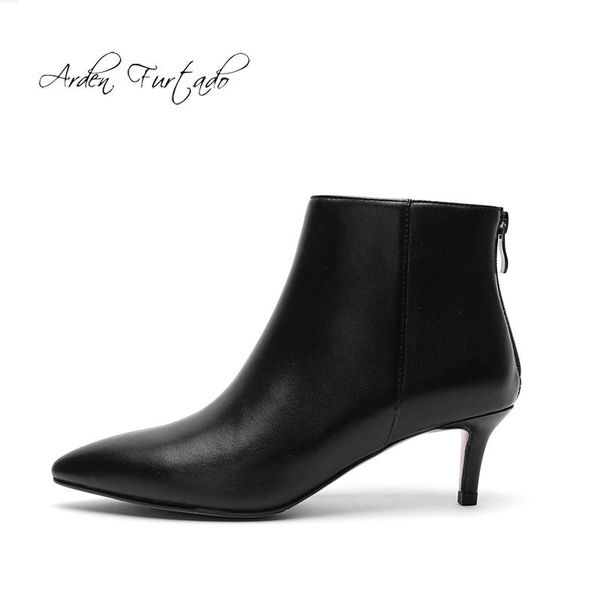boots fashion women's shoes winter 2021 pointed toe stilettos heels 5cm short zipper elegant ladies concise red, Black