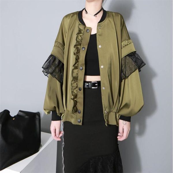 womens jackets 2021 spring fashion loose ruffle splicing lantern long sleeve army green women's coat japanese street style, Black;brown
womens jackets 2021 spring fashion loose ruffle splicing lantern long sleeve army green women's coat japanese street style, Black;brown
