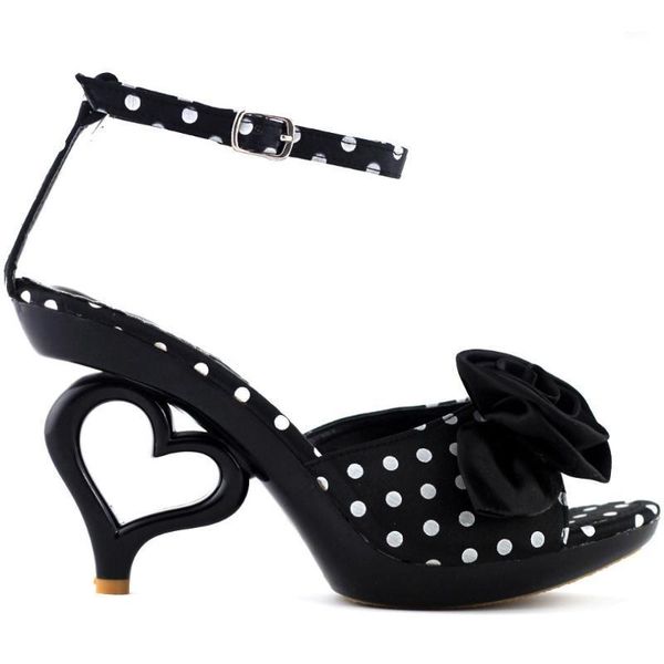 dress shoes lf60803 ladies polka dots bride eve heart heel sandals, Black