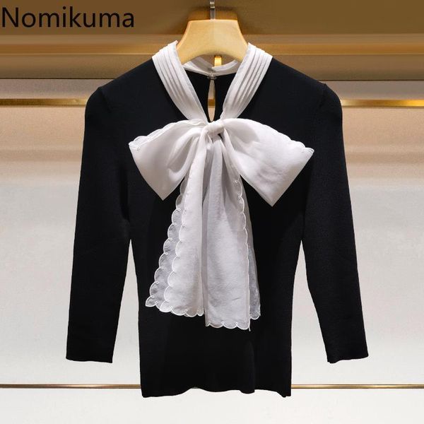 nomikuma spring new bow tie collar knitted long sleeve korean elegant slim jumpers women fashion solid knitwear 6g383 210427, White;black
nomikuma spring new bow tie collar knitted long sleeve korean elegant slim jumpers women fashion solid knitwear 6g383 210427, White;black