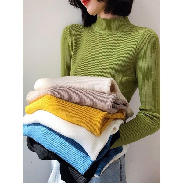 women's sweaters 2021 autumn casual knit sweater turtleneck women elastic solid female slim knitted pullover womens winter, White;black
women's sweaters 2021 autumn casual knit sweater turtleneck women elastic solid female slim knitted pullover womens winter, White;black