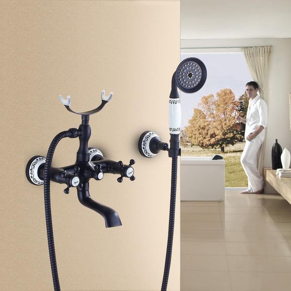 vintage telephone shape black painted wall mounted bathtub brass shower set with dual handle ceramic showerhead faucet bathroom sets
vintage telephone shape black painted wall mounted bathtub brass shower set with dual handle ceramic showerhead faucet bathroom sets