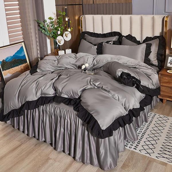 bedding sets 4pcs solid color bed cover set duvet skirt with pillowcases bedclothes comforter home decor 61109
bedding sets 4pcs solid color bed cover set duvet skirt with pillowcases bedclothes comforter home decor 61109