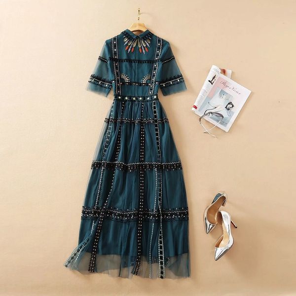 dresses vintage spring summer designer fashion women turn-down collar tulle mesh embroidery long maxi green, Black;gray
dresses vintage spring summer designer fashion women turn-down collar tulle mesh embroidery long maxi green, Black;gray