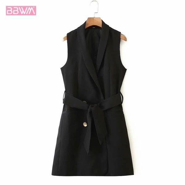 black lapel sleeveless with belt chic women's vest double-breasted fashionable casual vacation female vest 210507, White
black lapel sleeveless with belt chic women's vest double-breasted fashionable casual vacation female vest 210507, White