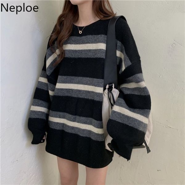 neploe winter clothes sweaters for women vintage korean knitwear pullovers oversized outwear striped jumper coat femme 210422, White;black
neploe winter clothes sweaters for women vintage korean knitwear pullovers oversized outwear striped jumper coat femme 210422, White;black