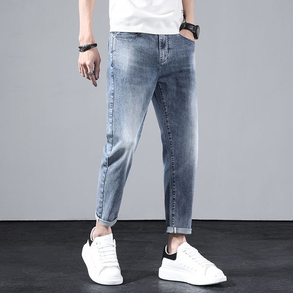 spring 2021 and summer jeans men's casual simple small leg pants elastic light blue young fashion
spring 2021 and summer jeans men's casual simple small leg pants elastic light blue young fashion