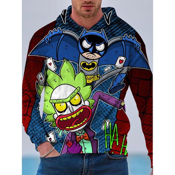 superhero pattern men's 3d printed rick customized hoodie visual impact party punk gothic round neck american sweater hoodie, Black
superhero pattern men's 3d printed rick customized hoodie visual impact party punk gothic round neck american sweater hoodie, Black