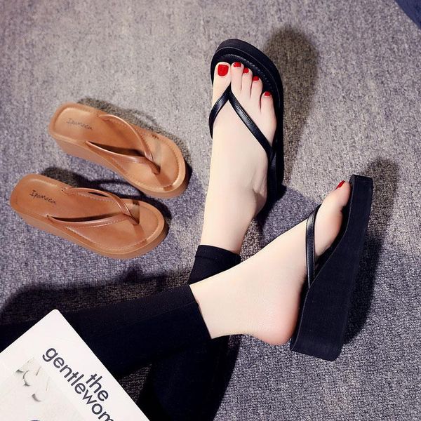 slippers non-slip high-heeled flip flops platform women's summer slides casual wedge seaside beach shoes thick-soled y, Black
slippers non-slip high-heeled flip flops platform women's summer slides casual wedge seaside beach shoes thick-soled y, Black