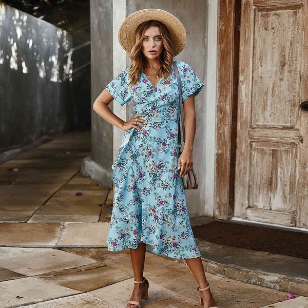 elegant ladies v neck short sleeve floral print women 2021 new fashion spring summer high wasit long holiday style dress, Black;gray
elegant ladies v neck short sleeve floral print women 2021 new fashion spring summer high wasit long holiday style dress, Black;gray