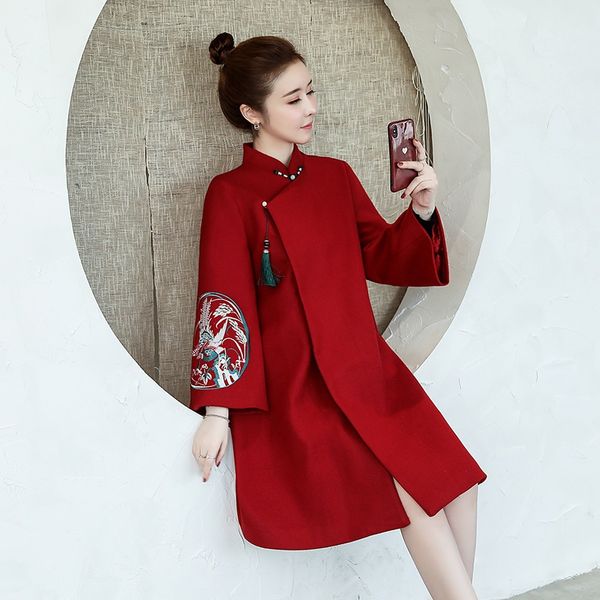 new year chinese national party dresses vintage floral thick midi dress mandarin collar women cheongsam dress plus size 12016, Red
new year chinese national party dresses vintage floral thick midi dress mandarin collar women cheongsam dress plus size 12016, Red