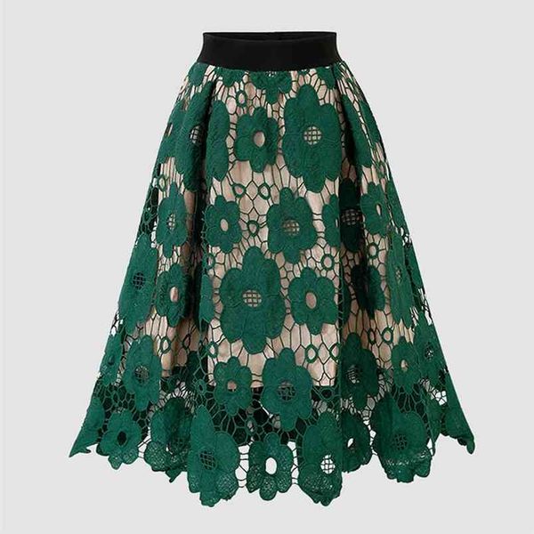 women's lace flowers skirt europe and america retro a-line long elegant elastic waist hollow s falda ml368 210506, Black
women's lace flowers skirt europe and america retro a-line long elegant elastic waist hollow s falda ml368 210506, Black