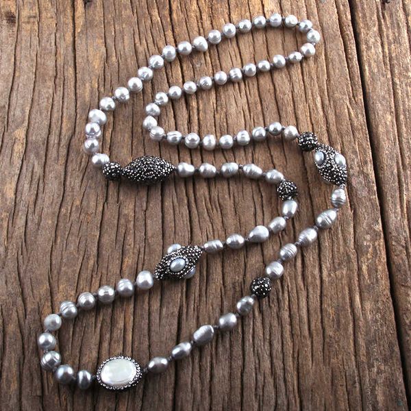 rh fashion boho jewelry pearl beads knotted handmake paved freshwater women bohemia necklace, Silver
rh fashion boho jewelry pearl beads knotted handmake paved freshwater women bohemia necklace, Silver