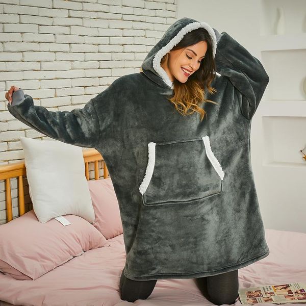 women's hoodies & sweatshirts oversized hoodie blanket with sleeve women fleece sweat plaid big pocket hooded sweatshirt female pullove, Black
women's hoodies & sweatshirts oversized hoodie blanket with sleeve women fleece sweat plaid big pocket hooded sweatshirt female pullove, Black