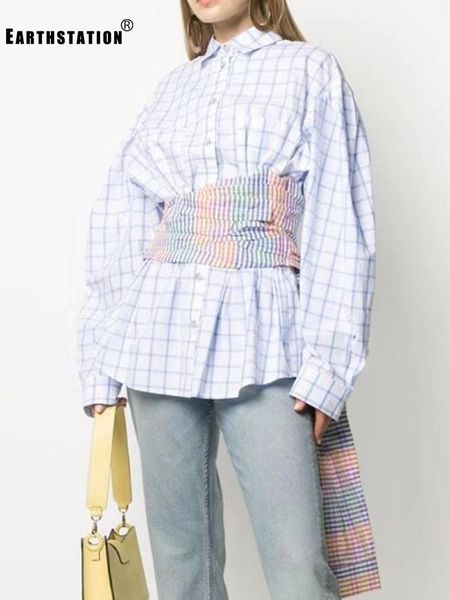 women's blouses & shirts heavy craft hit color waist seal straps fake two pieces plaid shirt ladies autumn fashion personality wild top, White
women's blouses & shirts heavy craft hit color waist seal straps fake two pieces plaid shirt ladies autumn fashion personality wild top, White