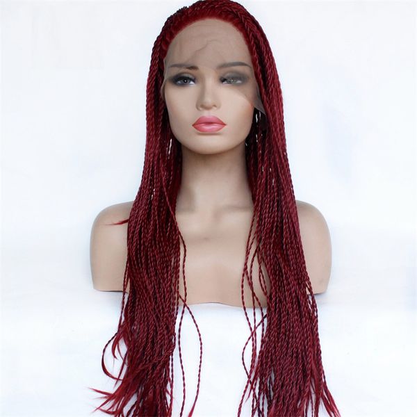 Box HD Braided Synthetic Lace Front Wig Burgundy Simulation Human Hair Frontal Braid Wigs 0903-1557 al s, As picture
Box HD Braided Synthetic Lace Front Wig Burgundy Simulation Human Hair Frontal Braid Wigs 0903-1557 al s, As picture