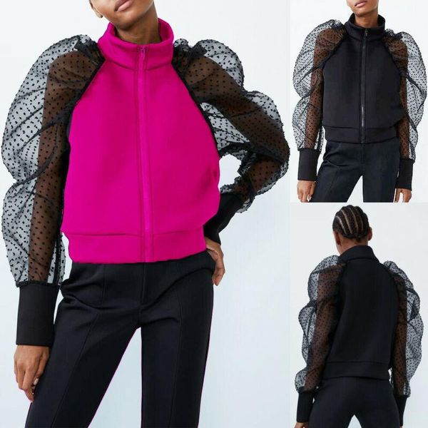 women's hoodies & sweatshirts lace autumn polka dot patchwork long sleeve 2021 puff female casual zipper, Black
women's hoodies & sweatshirts lace autumn polka dot patchwork long sleeve 2021 puff female casual zipper, Black