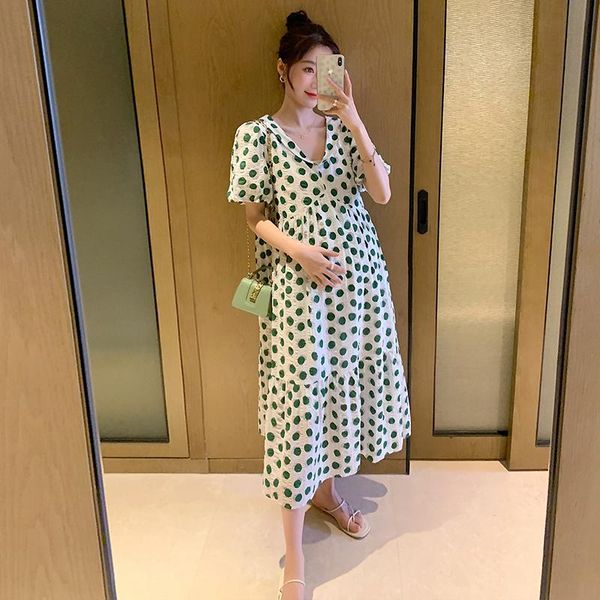 maternity dresses summer korean fashion full long dress v neck dot printed a line slim loose clothes for pregnant women pregnancy, White
maternity dresses summer korean fashion full long dress v neck dot printed a line slim loose clothes for pregnant women pregnancy, White