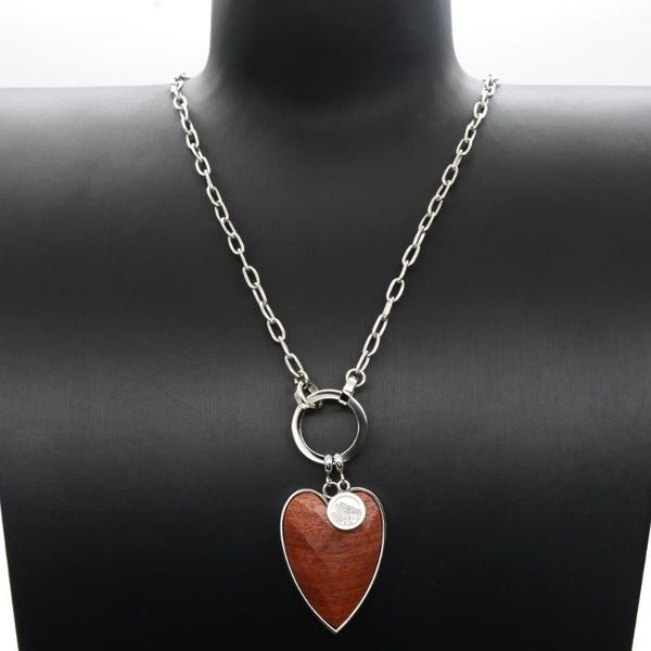 pendant necklaces classic style stainless steel and wood heart shape necklace for ladies jewelry j014, Silver
pendant necklaces classic style stainless steel and wood heart shape necklace for ladies jewelry j014, Silver