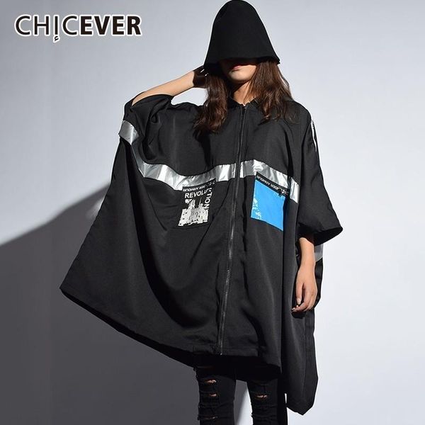women's trench coats chicever autumn print coat for windbreaker hooded batwing sleeve zipper loose windbreakers fashion tide 2021, Tan;black
women's trench coats chicever autumn print coat for windbreaker hooded batwing sleeve zipper loose windbreakers fashion tide 2021, Tan;black