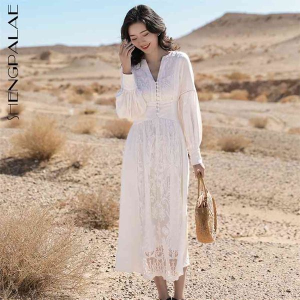 shengpllae temperament hook dress woemn's summer v-neck chic button waist long sleeve mid-calf dresses female 5c572 210427, White
shengpllae temperament hook dress woemn's summer v-neck chic button waist long sleeve mid-calf dresses female 5c572 210427, White