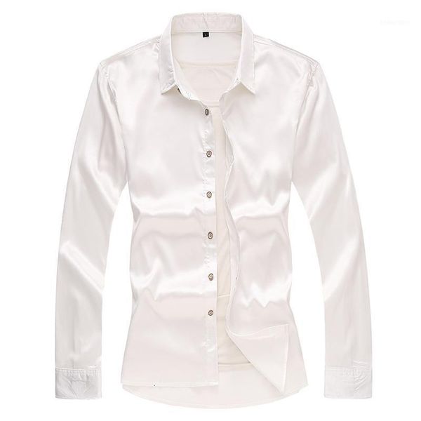 men's 8colors artificial silk shirt fashion solid long sleeve men casual plus size regular fit shirts for 7xl-m1 w7dt, White;black
men's 8colors artificial silk shirt fashion solid long sleeve men casual plus size regular fit shirts for 7xl-m1 w7dt, White;black