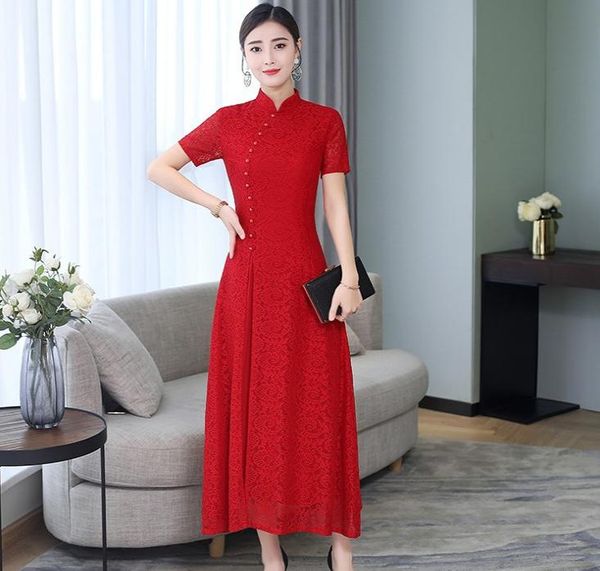 ethnic clothing 2021 chinese retro lace cheongsam modified aodai slim short-sleeved classical qipao oriental traditional wedding party dress, Red
ethnic clothing 2021 chinese retro lace cheongsam modified aodai slim short-sleeved classical qipao oriental traditional wedding party dress, Red