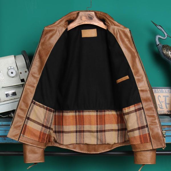 men's leather & faux 2021 light brown casual style genuine jacket men plus size 4xl real natural cowhide spring slim fit young male coa, Black
men's leather & faux 2021 light brown casual style genuine jacket men plus size 4xl real natural cowhide spring slim fit young male coa, Black