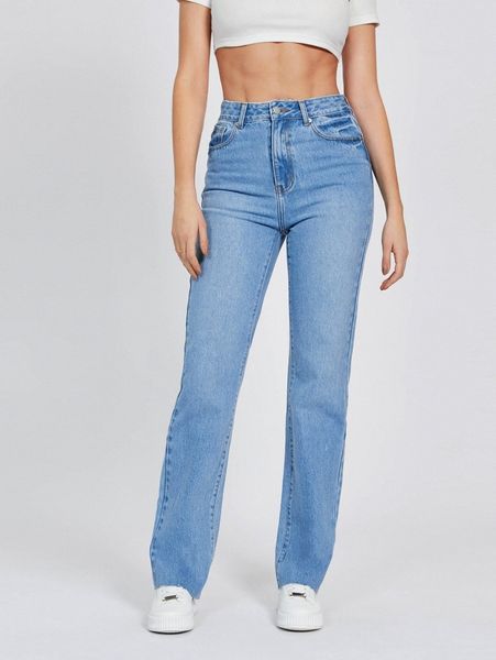 tall high waist straight leg jeans f506#, Blue 
tall high waist straight leg jeans f506#, Blue