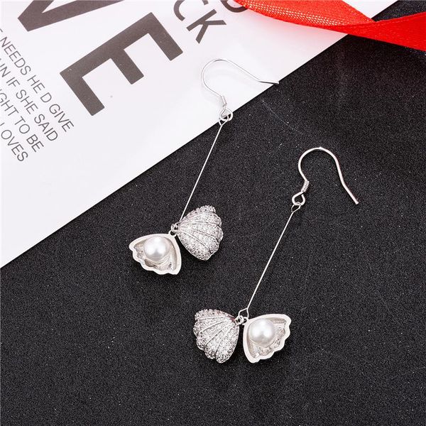 dangle & chandelier trend style shell pearl long earring cz shining zircon charm girl drop bohemian lady daily match jewelry, Silver
dangle & chandelier trend style shell pearl long earring cz shining zircon charm girl drop bohemian lady daily match jewelry, Silver