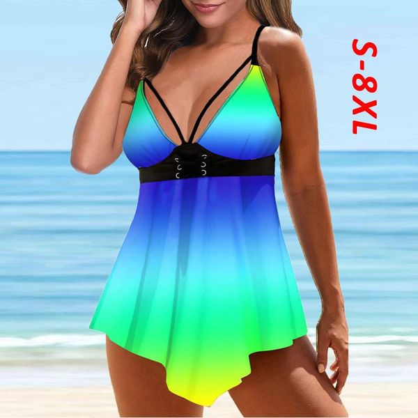 women plus size 8xl gradient print tankini swimsuit beachwear swimwear maillot de bain femme brazilian two-piece suits
women plus size 8xl gradient print tankini swimsuit beachwear swimwear maillot de bain femme brazilian two-piece suits