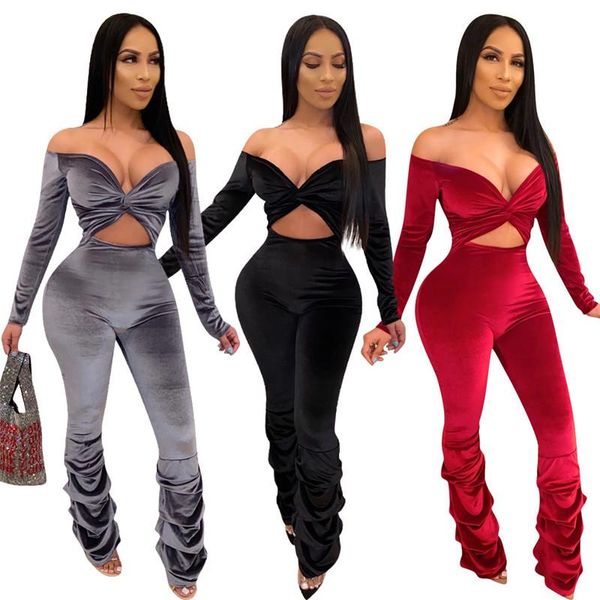 women long velvet jumpsuit off shoulder elegant solid deep v-neck rompers autumn winter hollow romper pants women's jumpsuits &, Black;white
women long velvet jumpsuit off shoulder elegant solid deep v-neck rompers autumn winter hollow romper pants women's jumpsuits &, Black;white